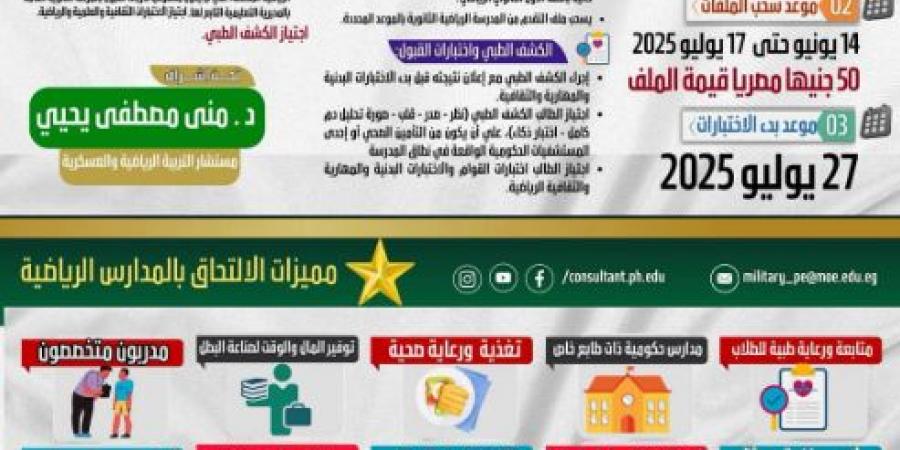 شروط القبول بالمدارس الرياضية وموعد اختبارات المتقدمين 2025 - تواصل نيوز