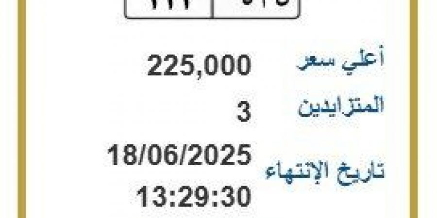شاهد الان - بـ 225 ألف جنيه.. طرح التزايد على لوحة سيارة مميزة - تواصل نيوز
